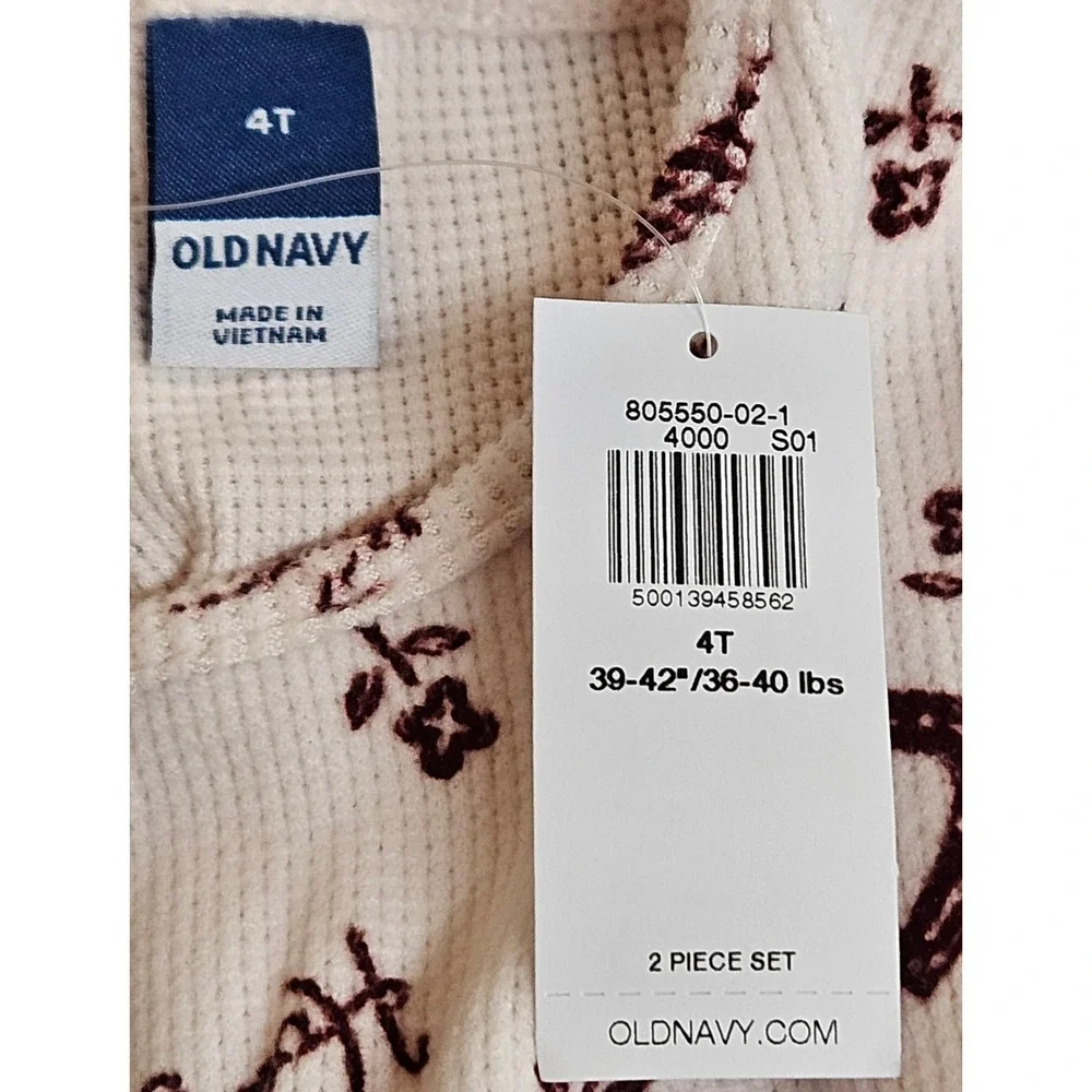 NWT Old Navy Girls 4T Waffle Knit Horseshoe Dress & Leggings Set Burgundy & Pink